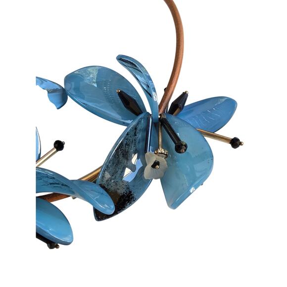 Blue Orchid Floral Statement Necklace – Chunky Movable Petals Adjustable - Picture 3 of 16